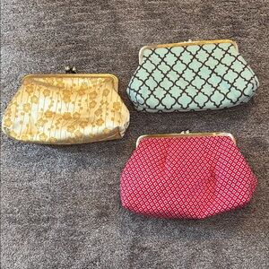 Stylish Clutch Trio - Gold, Blue, and Red